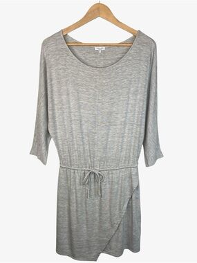 SPLENDID Drawstring Waist T-Shirt Mini Dress - Heather Gray - Size M